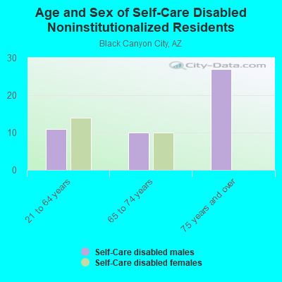 Age and Sex of Self-Care Disabled Noninstitutionalized Residents