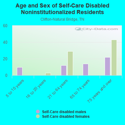 Age and Sex of Self-Care Disabled Noninstitutionalized Residents