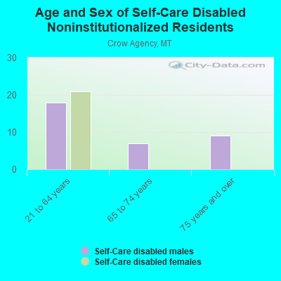 Age and Sex of Self-Care Disabled Noninstitutionalized Residents