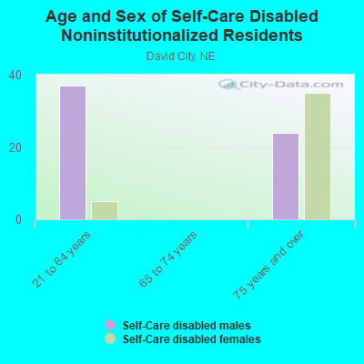 Age and Sex of Self-Care Disabled Noninstitutionalized Residents