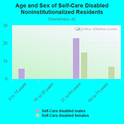 Age and Sex of Self-Care Disabled Noninstitutionalized Residents