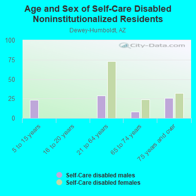 Age and Sex of Self-Care Disabled Noninstitutionalized Residents