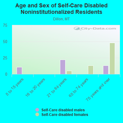 Age and Sex of Self-Care Disabled Noninstitutionalized Residents