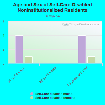 Age and Sex of Self-Care Disabled Noninstitutionalized Residents