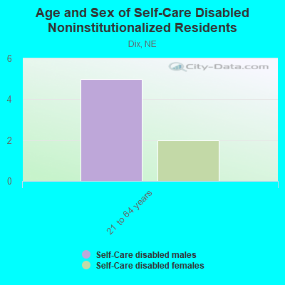 Age and Sex of Self-Care Disabled Noninstitutionalized Residents