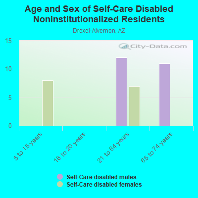 Age and Sex of Self-Care Disabled Noninstitutionalized Residents