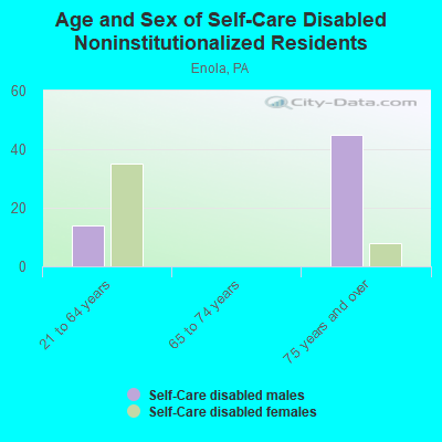 Age and Sex of Self-Care Disabled Noninstitutionalized Residents