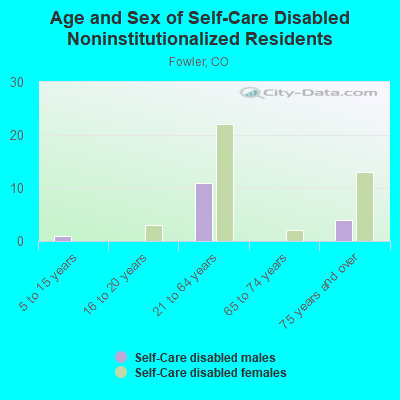 Age and Sex of Self-Care Disabled Noninstitutionalized Residents