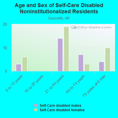 Age and Sex of Self-Care Disabled Noninstitutionalized Residents