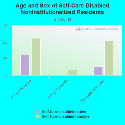 Age and Sex of Self-Care Disabled Noninstitutionalized Residents