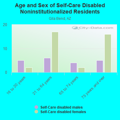 Age and Sex of Self-Care Disabled Noninstitutionalized Residents