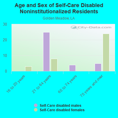 Age and Sex of Self-Care Disabled Noninstitutionalized Residents