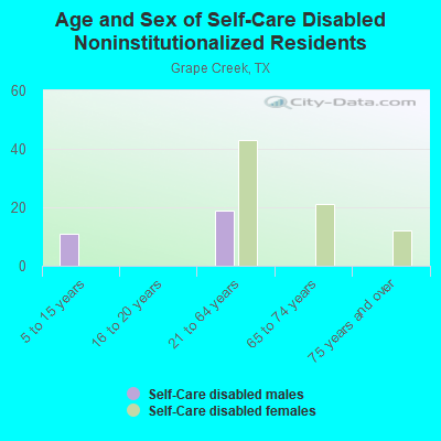 Age and Sex of Self-Care Disabled Noninstitutionalized Residents