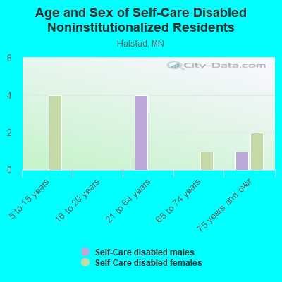 Age and Sex of Self-Care Disabled Noninstitutionalized Residents