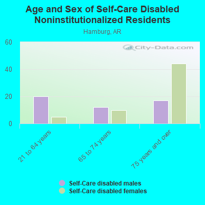 Age and Sex of Self-Care Disabled Noninstitutionalized Residents