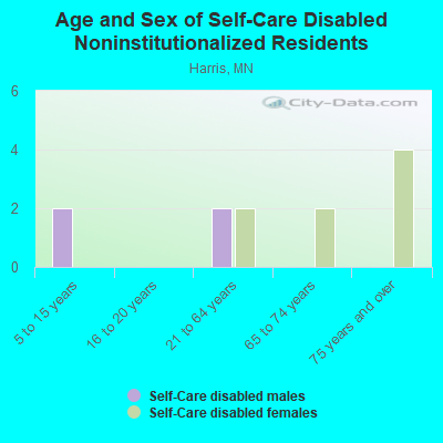 Age and Sex of Self-Care Disabled Noninstitutionalized Residents