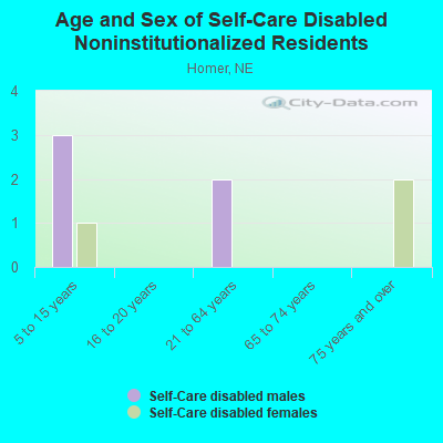 Age and Sex of Self-Care Disabled Noninstitutionalized Residents