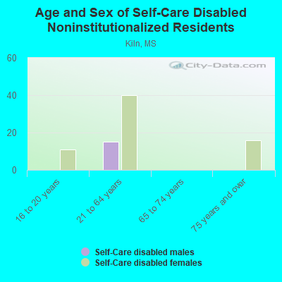 Age and Sex of Self-Care Disabled Noninstitutionalized Residents