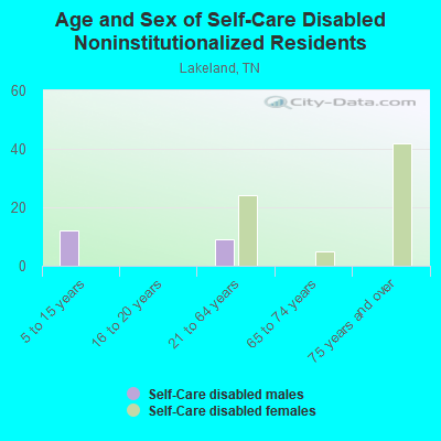 Age and Sex of Self-Care Disabled Noninstitutionalized Residents