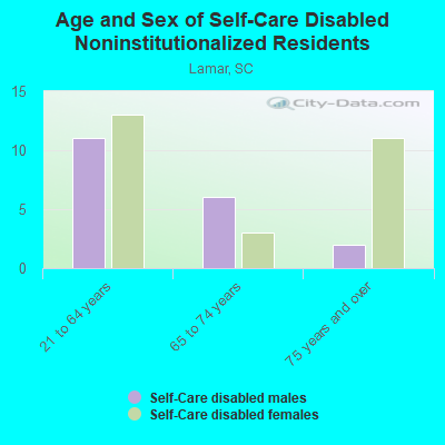 Age and Sex of Self-Care Disabled Noninstitutionalized Residents