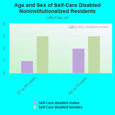 Age and Sex of Self-Care Disabled Noninstitutionalized Residents