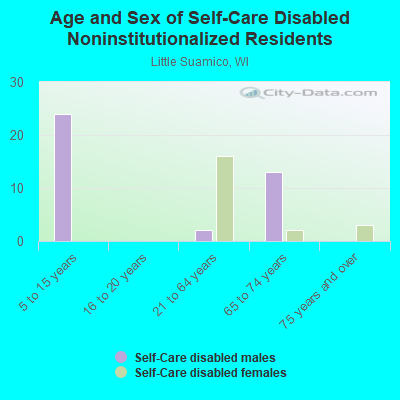 Age and Sex of Self-Care Disabled Noninstitutionalized Residents