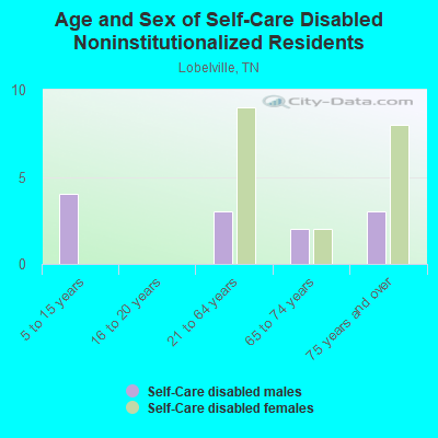 Age and Sex of Self-Care Disabled Noninstitutionalized Residents