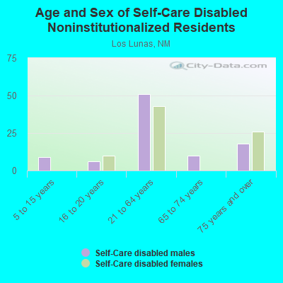 Age and Sex of Self-Care Disabled Noninstitutionalized Residents