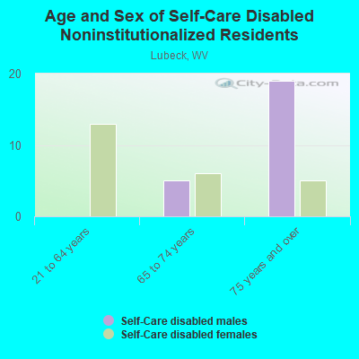 Age and Sex of Self-Care Disabled Noninstitutionalized Residents