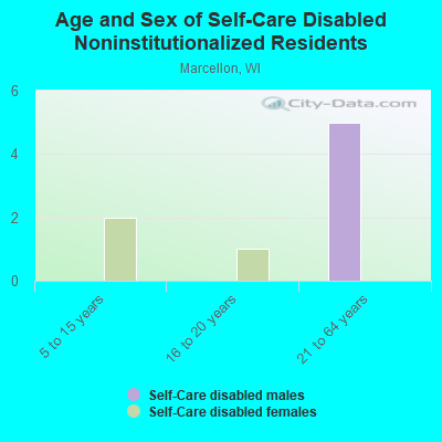 Age and Sex of Self-Care Disabled Noninstitutionalized Residents