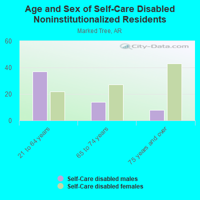 Age and Sex of Self-Care Disabled Noninstitutionalized Residents