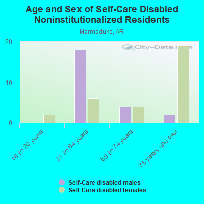 Age and Sex of Self-Care Disabled Noninstitutionalized Residents