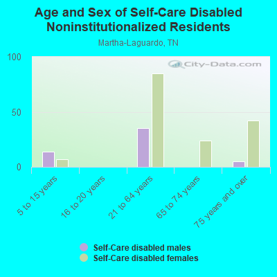 Age and Sex of Self-Care Disabled Noninstitutionalized Residents