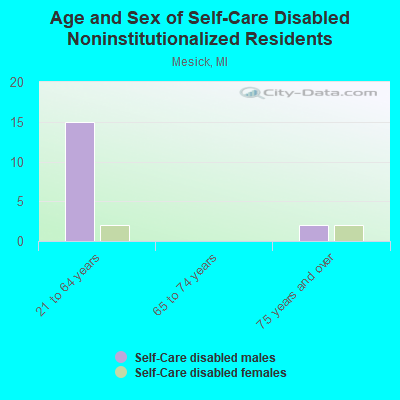 Age and Sex of Self-Care Disabled Noninstitutionalized Residents