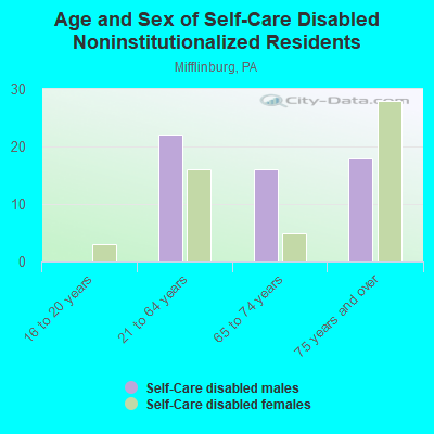 Age and Sex of Self-Care Disabled Noninstitutionalized Residents