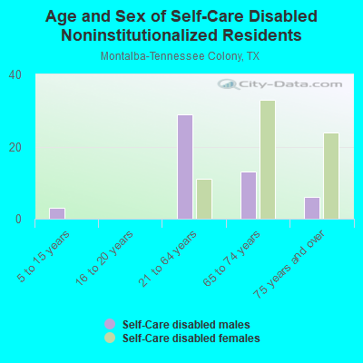 Age and Sex of Self-Care Disabled Noninstitutionalized Residents