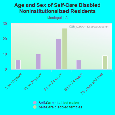 Age and Sex of Self-Care Disabled Noninstitutionalized Residents