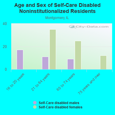 Age and Sex of Self-Care Disabled Noninstitutionalized Residents