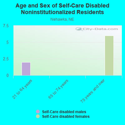 Age and Sex of Self-Care Disabled Noninstitutionalized Residents