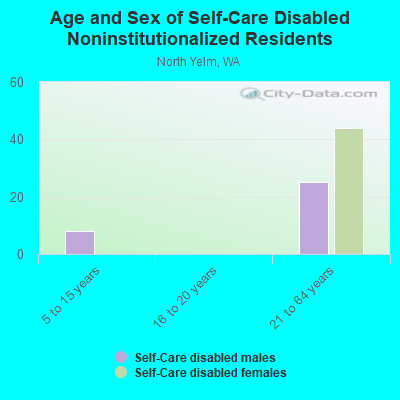 Age and Sex of Self-Care Disabled Noninstitutionalized Residents