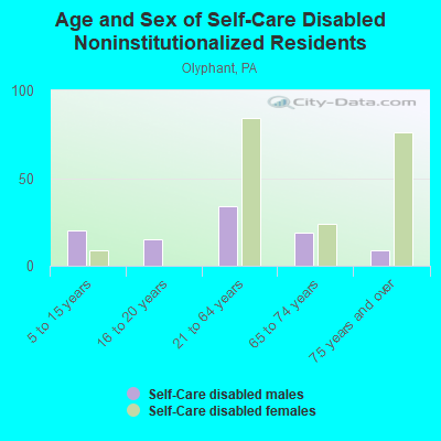 Age and Sex of Self-Care Disabled Noninstitutionalized Residents