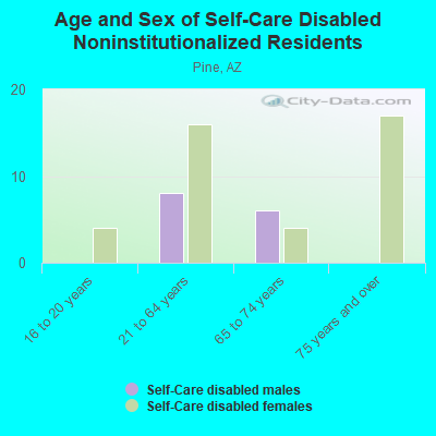 Age and Sex of Self-Care Disabled Noninstitutionalized Residents