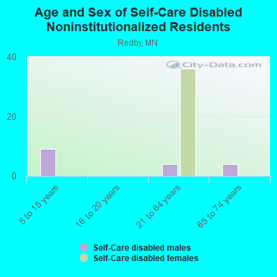 Age and Sex of Self-Care Disabled Noninstitutionalized Residents