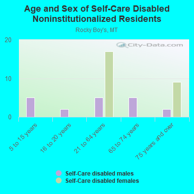 Age and Sex of Self-Care Disabled Noninstitutionalized Residents