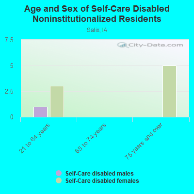 Age and Sex of Self-Care Disabled Noninstitutionalized Residents