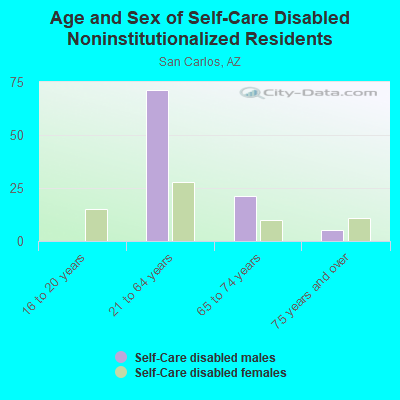 Age and Sex of Self-Care Disabled Noninstitutionalized Residents