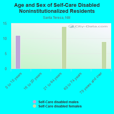 Age and Sex of Self-Care Disabled Noninstitutionalized Residents