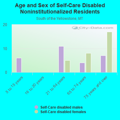 Age and Sex of Self-Care Disabled Noninstitutionalized Residents