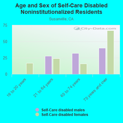 Age and Sex of Self-Care Disabled Noninstitutionalized Residents