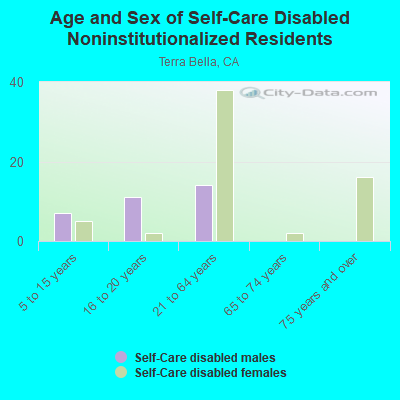 Age and Sex of Self-Care Disabled Noninstitutionalized Residents